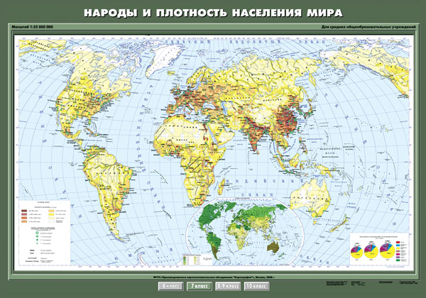 Карта народы и плотность населения мира