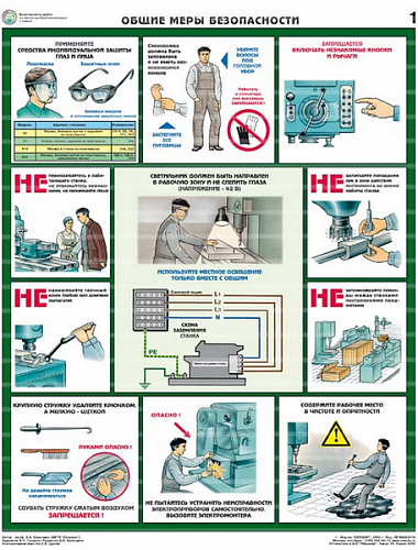 Безопасность работ на металлообрабатывающих станках (5 плакатов, ламин.)